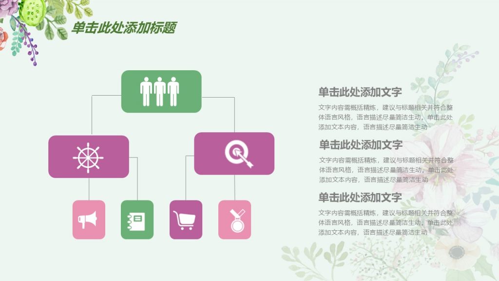 手绘花朵总结报告模板