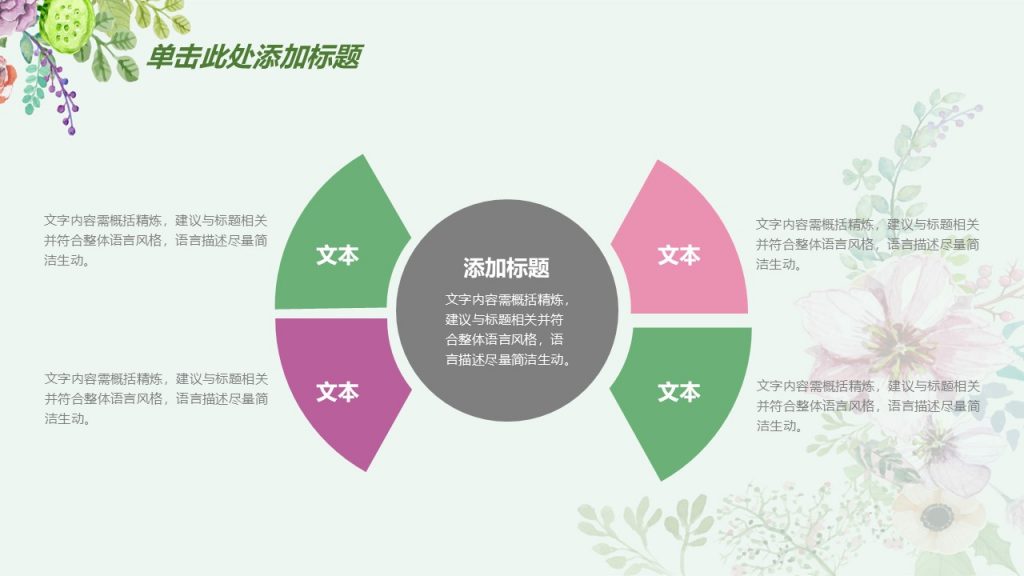 手绘花朵总结报告模板