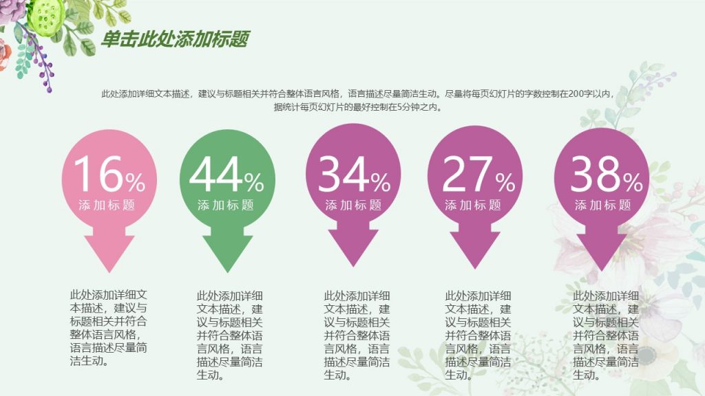 手绘花朵总结报告模板
