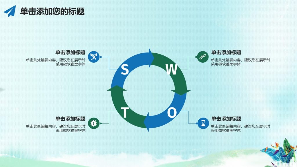 手绘花鸟毕业答辩小清新模板