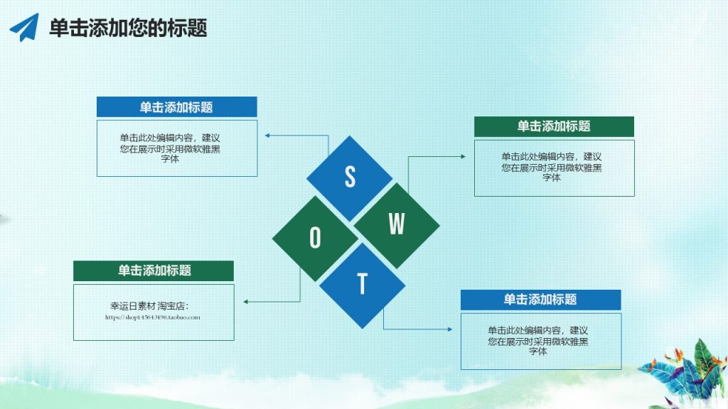 手绘花鸟毕业答辩小清新模板