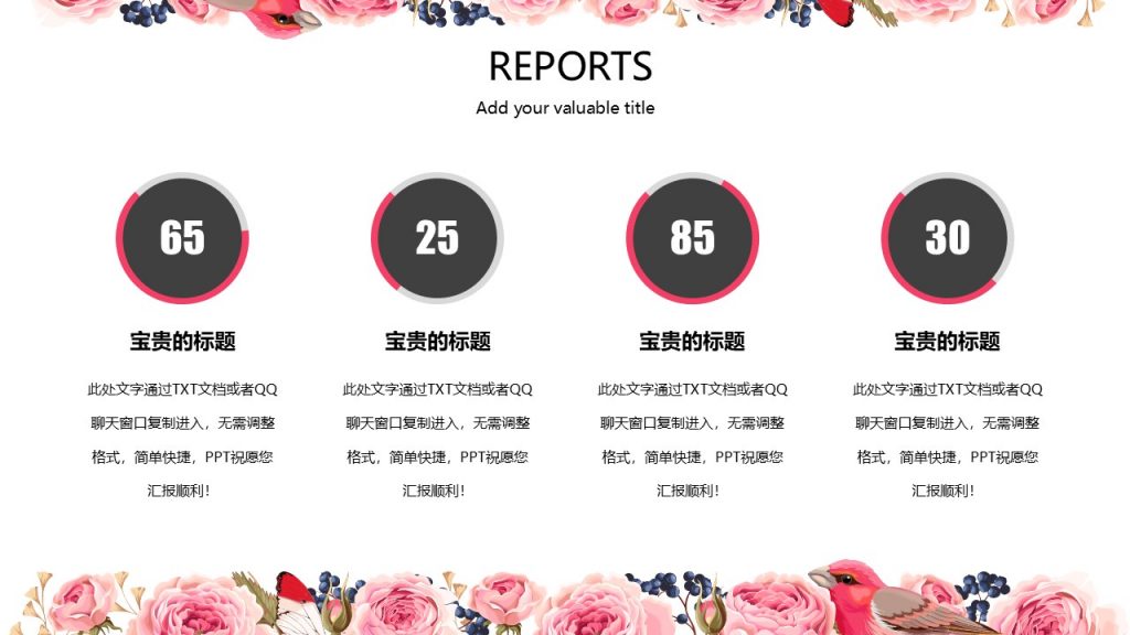 彩绘花鸟超美感精品PPT模板