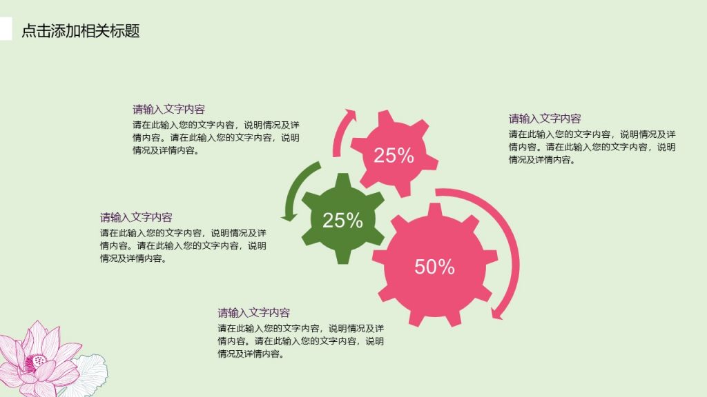 清新手绘荷花商务PPT模板